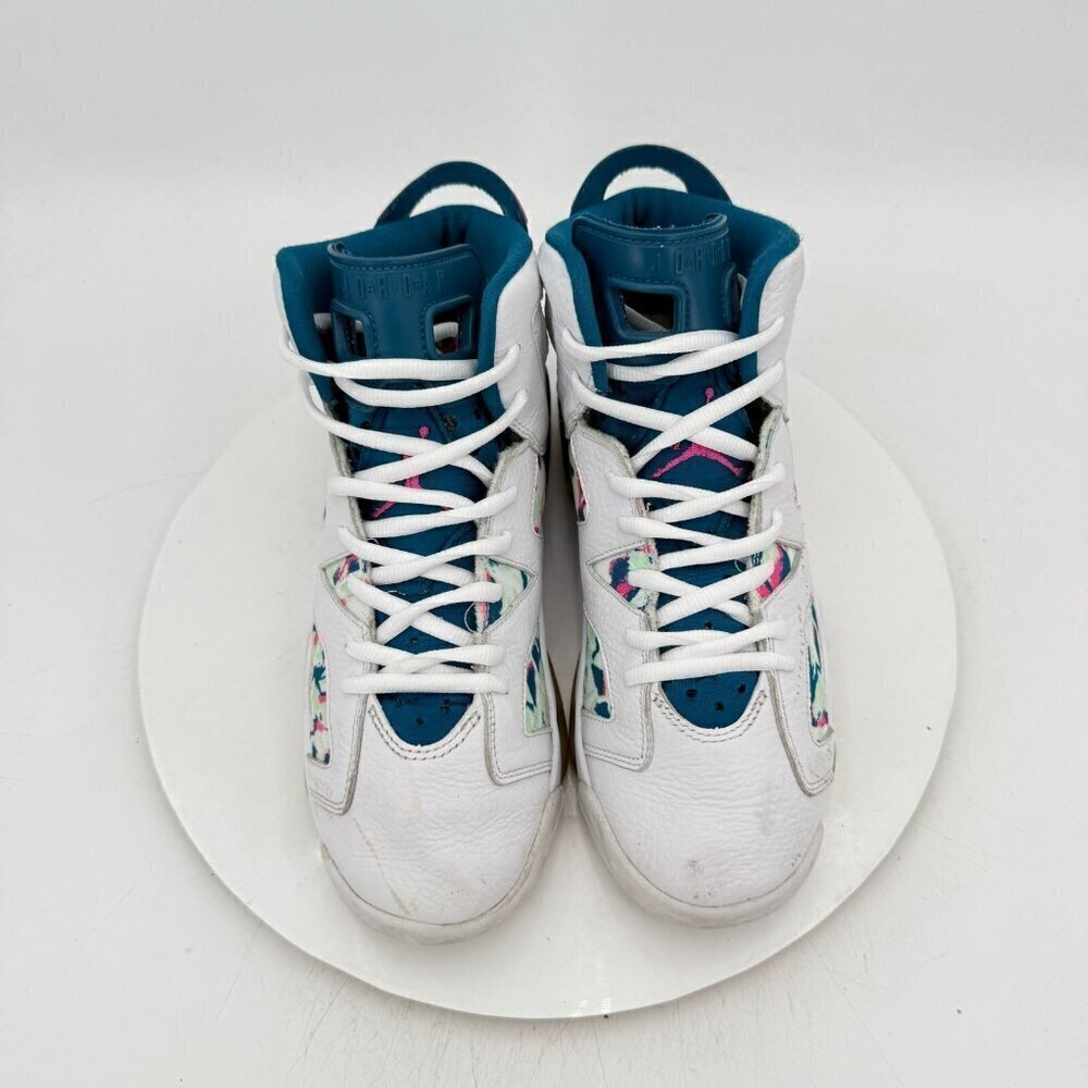 Nike Air Jordan 6 Youth Sz 7Y Women 8.5 543390-153 White Fuchsia Green Shoes - Picture 3 of 11